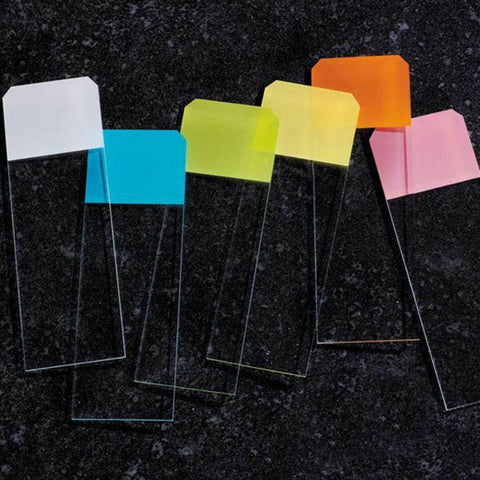 Color Premium Slides with Clipped Corners and Beveled Edges Clipped Corners and Beveled Edges • Available only in Blue, Green, Pink, White, Yellow ,1440 / pk - Axiom Medical Supplies