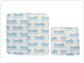 DermaRite Industries Adhesive Dressing DermaRite® Bordered Gauze 4 X 4 Inch Gauze Square White NonSterile