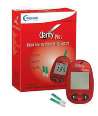 Clarity Diagnostics Blood Glucose and Cholesterol Meter Clarity® Plus 15 Second Glucose, 30 Second Cholesterol Results Stores Up To 99 Results Auto Coding