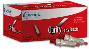 Clarity Diagnostics Lancet Clarity® Safety Lancet Needle 2.3 mm Depth 23 Gauge Push Button Activated