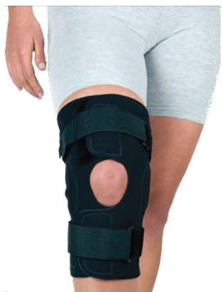 DJO Hinged Knee Brace Reddie® Brace X-Small Wraparound / Hook and Loop Straps 13-1/2 to 15-1/2 Inch Circumference Left or Right Knee