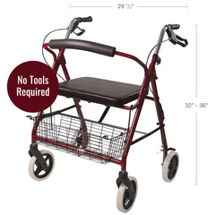 DMI Lightweight Extra-Wide Heavy-Duty Aluminum Rollator AM-501-1029-4100