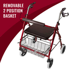 DMI Lightweight Extra-Wide Heavy-Duty Aluminum Rollator AM-501-1029-4100