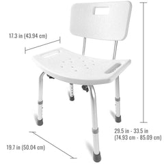 DMI Tool-Free Bath Seat – Shower Chair w/ and w/o Back AM-522-0798-1900