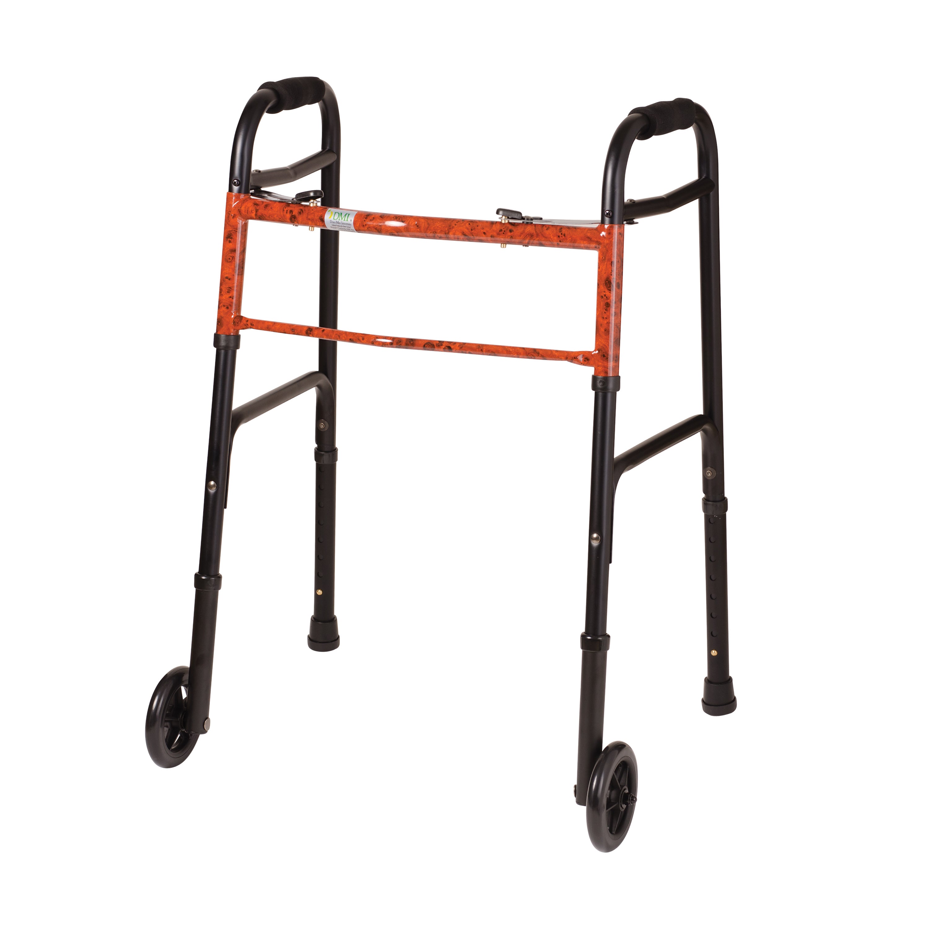 DMI Two-Button Release Folding Walker with Wheels, 2 PER PACK AM-500-1045-1200