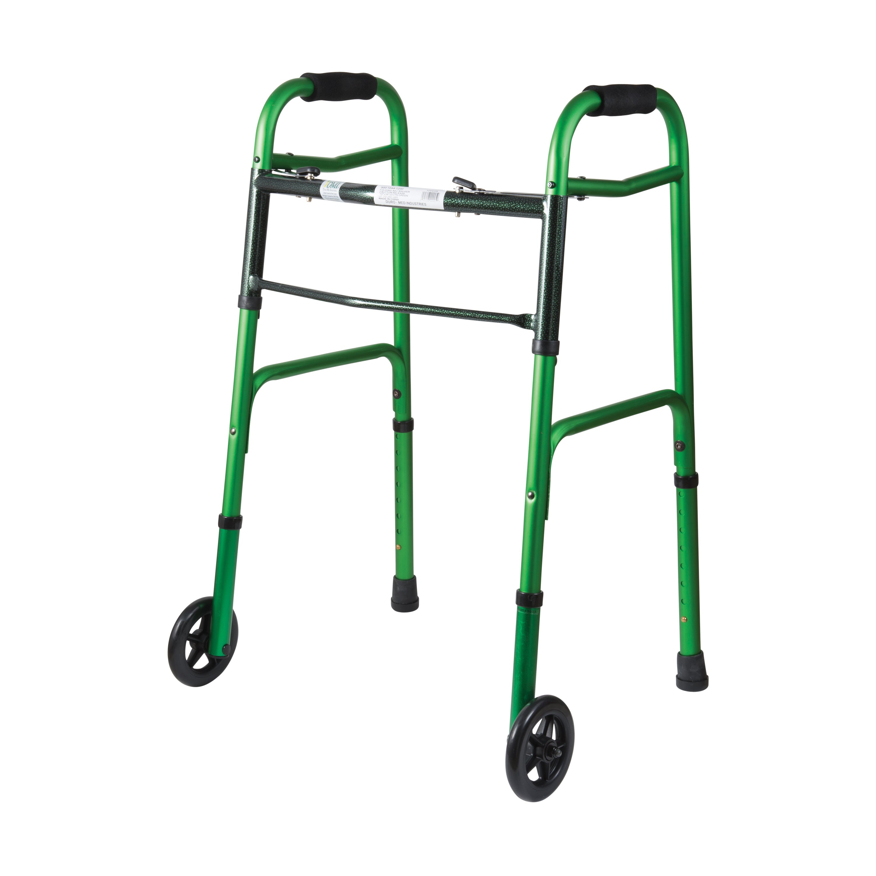DMI Two-Button Release Folding Walker with Wheels, 2 PER PACK AM-500-1045-0900