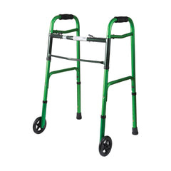 DMI Two-Button Release Folding Walker with Wheels, 2 PER PACK AM-500-1045-0900