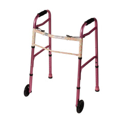 DMI Two-Button Release Folding Walker with Wheels, 2 PER PACK AM-500-1045-1200