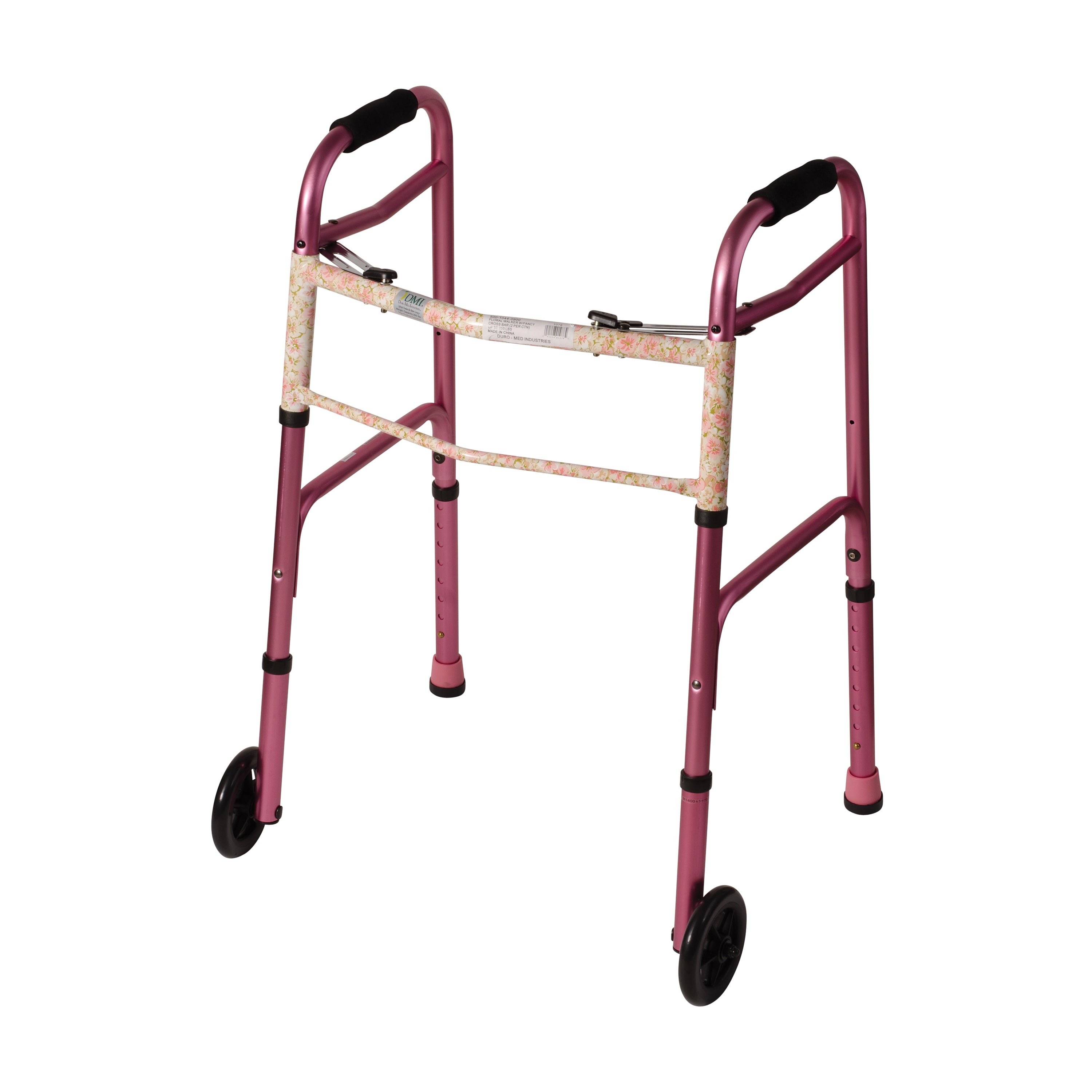 DMI Two-Button Release Folding Walker with Wheels, 2 PER PACK AM-500-1045-0900