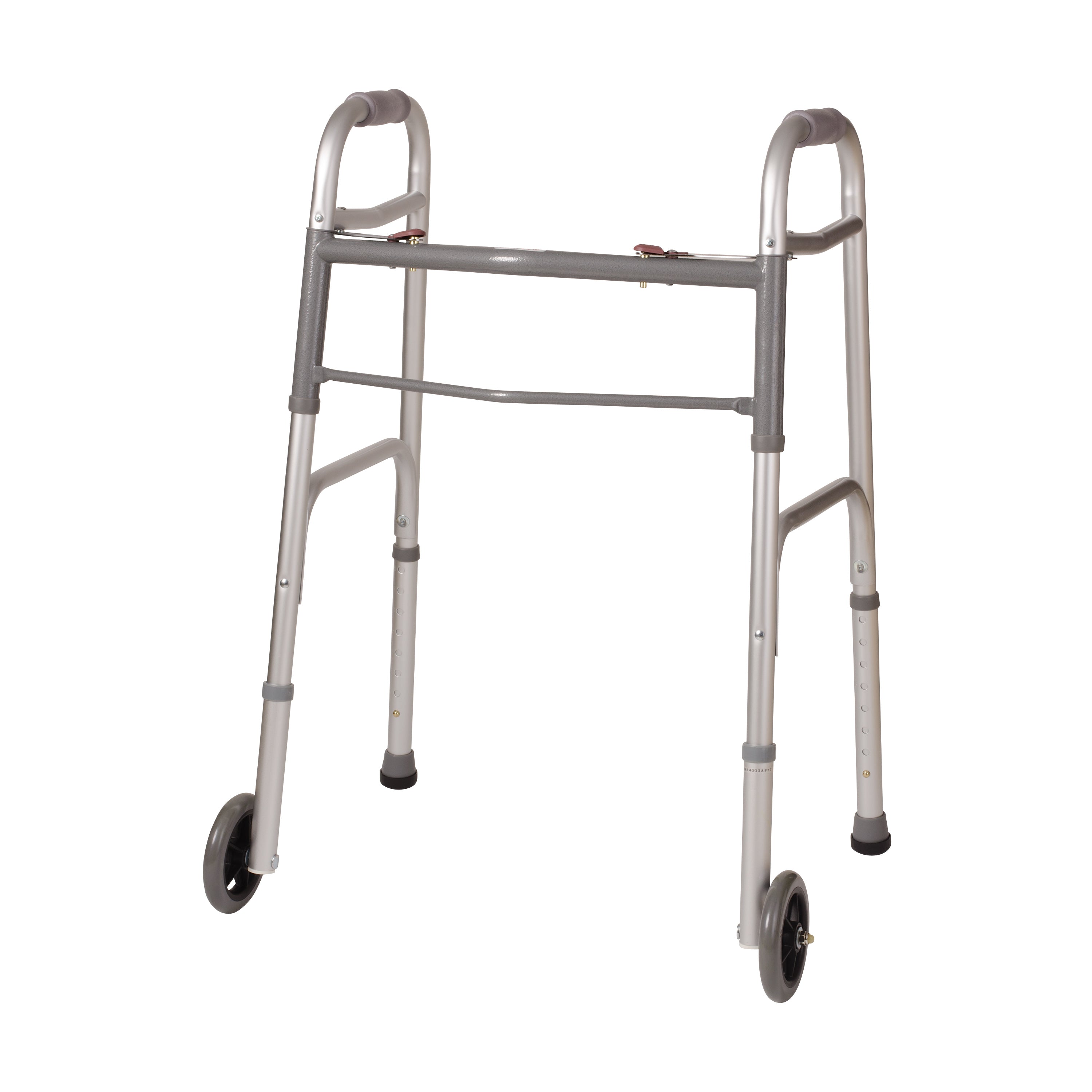 DMI Two-Button Release Folding Walker with Wheels, 2 PER PACK AM-500-1045-0900