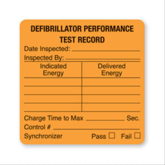 Defibrillator Performance Test Calibration Labels "Defibrillator Output" • White • 2.5"W x 2.5"H ,380 / pk - Axiom Medical Supplies
