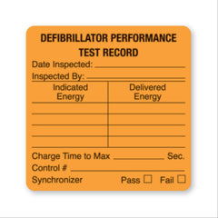 Defibrillator Performance Test Calibration Labels "Defibrillator Calibration" • FL Yellow • 2.5"W x 2.5"H ,380 / pk - Axiom Medical Supplies