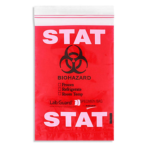 Destroyable BioHazard Symbol Triple-Wall TearZone STAT Bags STAT Bag ,1000 / pk - Axiom Medical Supplies