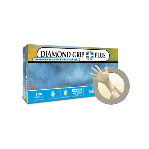 Diamond Grip Plus PF Latex Gloves X-Small ,100 / bx - Axiom Medical Supplies