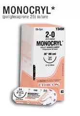 Suture without Needle Monocryl SUTUPAK Monofilament Poliglecaprone Absorbable Size 3 - 0 18 Inch Suture
