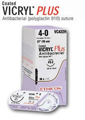 Antibacterial Suture without Needle Coated Vicryl Plus Braided Polyglactin 910 with Irgacare MP Antibacterial Suture Absorbable Coated Size 2 - 0 18 Inch Suture