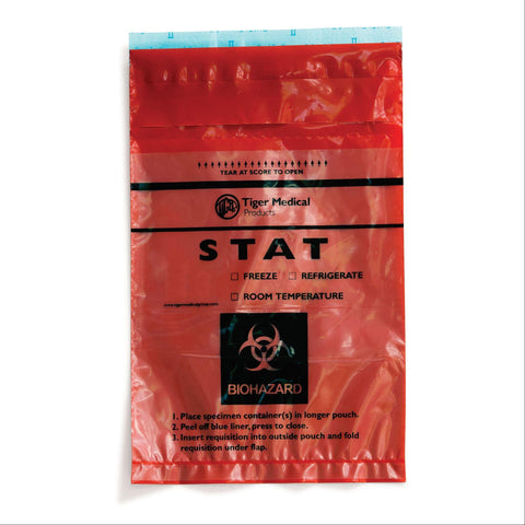 Enhanced Speci-Gard Opaque STAT Bag Biohazard Bag • 6"W x 10"H • Opaque Red STAT ,200 / pk - Axiom Medical Supplies