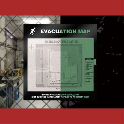 Evacuation Map Holders Holds 8.5" x 11" Insert • Glow ,1 Each - Axiom Medical Supplies