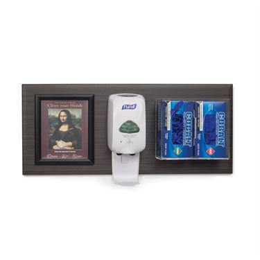 Exam Room Hygiene Double Glove Panel Room Organization with Acrylic Glove Dispenser on Panel • 35"W x 16"H ,1 Each - Axiom Medical Supplies