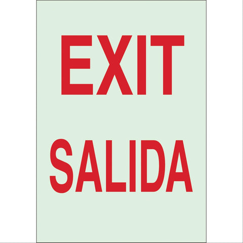 Exit Salida Bilingual Sign Sign, Exit, Salida, 10"x7" ,1 Each - Axiom Medical Supplies