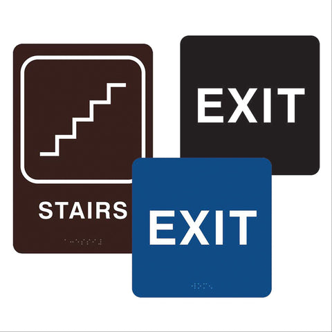 Exit and Stairs Signs ADA Exit Sign • 6"W x 6"L ,1 Each - Axiom Medical Supplies