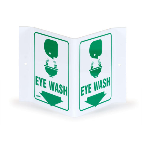 "Eye Wash" V Shape Location Sign "Eye Wash" Sign ,1 Each - Axiom Medical Supplies