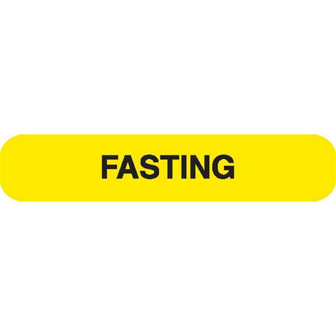 FASTING Phlebotomy/Specimen Receiving Labels "FASTING" • Yellow with black text • 1.625"W x 0.375"H ,1000 / pk - Axiom Medical Supplies