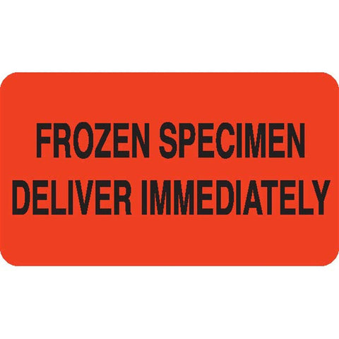 Frozen Specimen Communication Labels "Frozen Speciman Deliver Immediately" • FL Red • 2.25"W x 0.88"H ,420 / pk - Axiom Medical Supplies