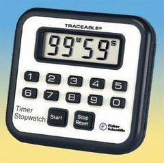 Fisher Scientific Electronic Stop Watch / Timer 1 Channel, Magnetic Back Traceable® 100 Minutes LCD Display
