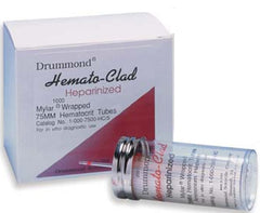 Fisher Scientific Hemato-Clad® Capillary Blood Collection Tube Hematocrit Heparin Additive 1.1 X 75 mm 70 µL Red Stripe Without Closure Mylar Wrapped Glass Tube