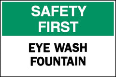 Fisher Scientific Wall Sign First Aid Sign Safety First Eye Wash Fountain - M-521633-4098 - Each