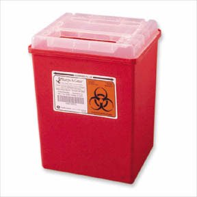 Fisher Scientific Sharps Container Fisherbrand™ Sharps-A-Gator™ 12 L X 15-1/2 W X 14 H Inch 7 Gallon Red Base / Clear Lid Horizontal Entry Mail Slot Lid