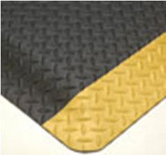 Fisher Scientific Anti-Fatigue Floor Mat UltraSoft Diamond-Plate SpongeCote® 3 X 5 Foot Black / Yellow PVC / Nitrile Infused Sponge - M-665967-1445 - Each