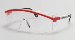 Fisher Scientific Safety Glasses Fisherbrand™ Siteliner Clear Tint Polycarbonate Lens Red / White / Black Frame Over Ear One Size Fits Most