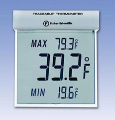 PANTek Technologies LLC Digital Thermometer Fisherbrand™ Traceable® Big-Digit See-Thru™ Celsius -25° to +70°C Internal Sensor Window / Wall Mount Battery Operated