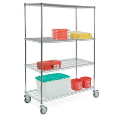 Four-Shelf Wire Shelving Carts 24"W x 36"L x 60"H ,1 Each - Axiom Medical Supplies