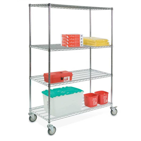 Four-Shelf Wire Shelving Carts 18"W x 48"L x 60"H ,1 Each - Axiom Medical Supplies