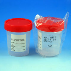 Globe Scientific Specimen Container 2-1/4 X 2-7/8 Inch Polypropylene 120 mL (4 oz.) Screw Cap Patient Information Sterile