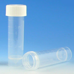 Globe Scientific Transport Tube Conical Bottom, Skirted Plain 16 X 56 mm 5 mL White Screw Cap Polypropylene Tube