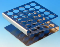 Globe Scientific Z-Shape Test Tube Rack Globe® Scientific 25 Place 12 to 13 mm Tube Size Metallic 1-1/2 X 4-1/4 X 4-1/2 Inch