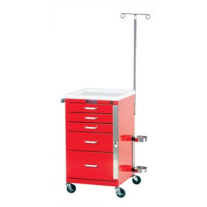 Harloff Emergency Cart Mini-Line Steel 18 X 18 X 32 Inch Red Three 3 Inch, One 6 Inch, One 9 Inch Drawer - M-640296-3606 - Each