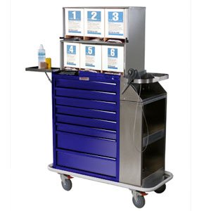 Harloff Splint / Cast Cart Stainless Steel 44 X 43 X 21 Inch Burgundy One 3 Inch, Five 3 Inch, Two 6 Inch Drawers