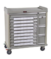 Harloff Medication Cart Standard Line Steel 23.5 X 43 X 45.75 Inch Two 4 Inch, Nine 3.25 Inch, Three 9.75 Inch Drawer