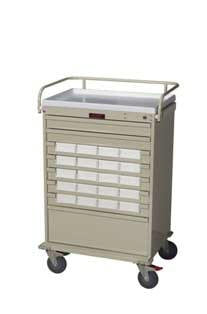 Harloff Medication Cart Value Line Steel 22.5 X 29.5 X 44.75 Inch Light Blue 23 X 17 Inch Drawer, Seven 3 Inch, One 9 Inch