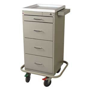 Harloff Medication Cart Mini-Line Steel 25 X 42.5 X 22 Inch Navy Blue One 3 Inch, Two 9.75 Inch, One 9.75 Inch Drawers