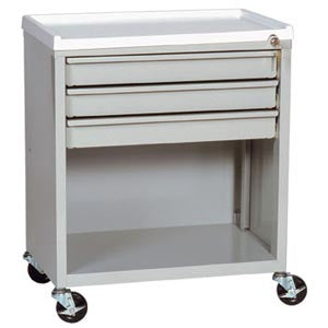 Harloff Treatment Cart ETC Line Steel 23.38 X 27.25 X 15.13 Inch Light Gray Three 2.75 Inch, One 12 Inch Drawers