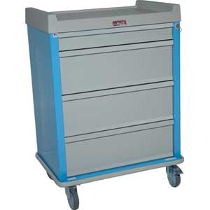 Harloff Punch Card Medication Cart Standard Line Steel, Aluminum 36 W X 45.75 H X 23.5 D Inch 1 Drawer, 4 Inch / 3 Drawers, 9.75 Inch