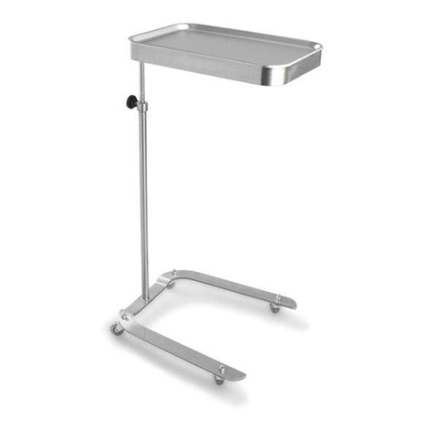 Hand-Operated Stainless Steel Mayo Stand with Standard-Size Tray With Standard-Size Tray • Tray size: 19.125"L x 13.75"W ,1 Each - Axiom Medical Supplies