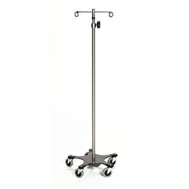 Heavy Base Stainless Steel IV Pole with 2-Hook Top 2-Hook Top ,1 Each - Axiom Medical Supplies