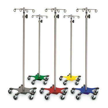 Heavy Base Stainless Steel IV Pole with 4-Hook Top 4-Hook Top ,1 Each - Axiom Medical Supplies